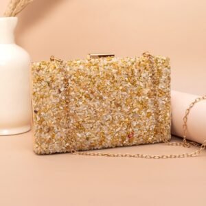 Gravel Stoned Metallic Evening Bags